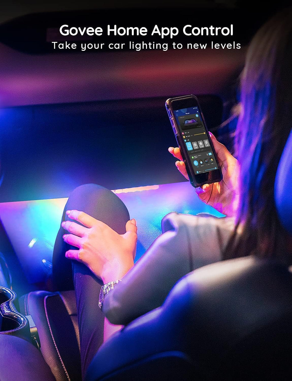 Govee Car LED Strip Lights, Smart RGBIC Interior Car Lights with APP Control, 4 Music Modes and 16 Million Colors, 2 Lines Design LED Lights for Car Decor, DC 12V | 4 Music Modes and 16 Million Colors, 2 Lines Design LED Lights for Car Decor, DC 12V