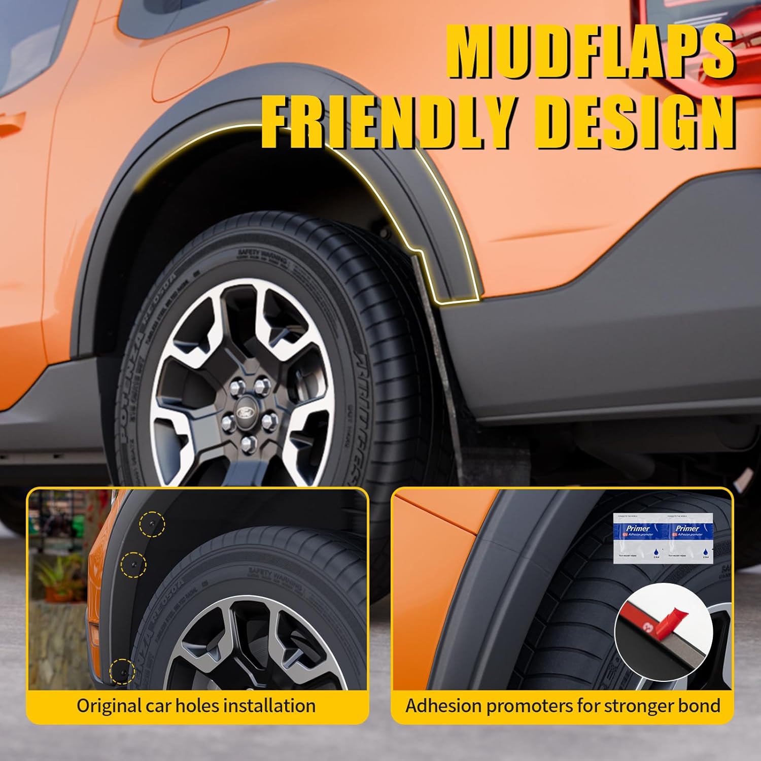 Fender Flares Compatible with 2022-2025 Ford Maverick Front & Rear Wheel Eyebrow Protectors Fender Trim Covers PP Plastic 12PCS No Drilling for 2024 Maverick Accessories