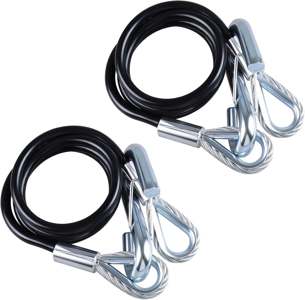 44-1/2" Trailer Safety Cables, 5/16" Vinyl-Coated Steel with 7/16" S-Hooks, 5000 lbs Break Strength, 2-Pack Galvanized Towing Safety Chains