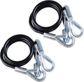 44-1/2" Trailer Safety Cables, 5/16" Vinyl-Coated Steel with 7/16" S-Hooks, 5000 lbs Break Strength, 2-Pack Galvanized Towing Safety Chains
