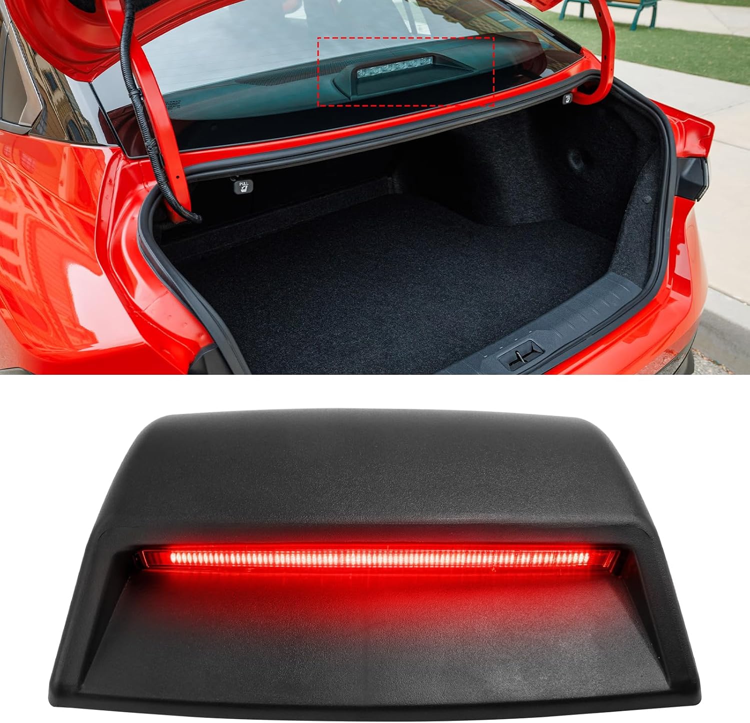 Compatible with Nissan Sentra Third Brake Light 2012-2018,7th Gen Sentra High Mount Rear Tail Center Stop Light,3rd Brake Lamp Assembly Replacement for 26590-3RA0B 26590-3SG0B,Black,1PC