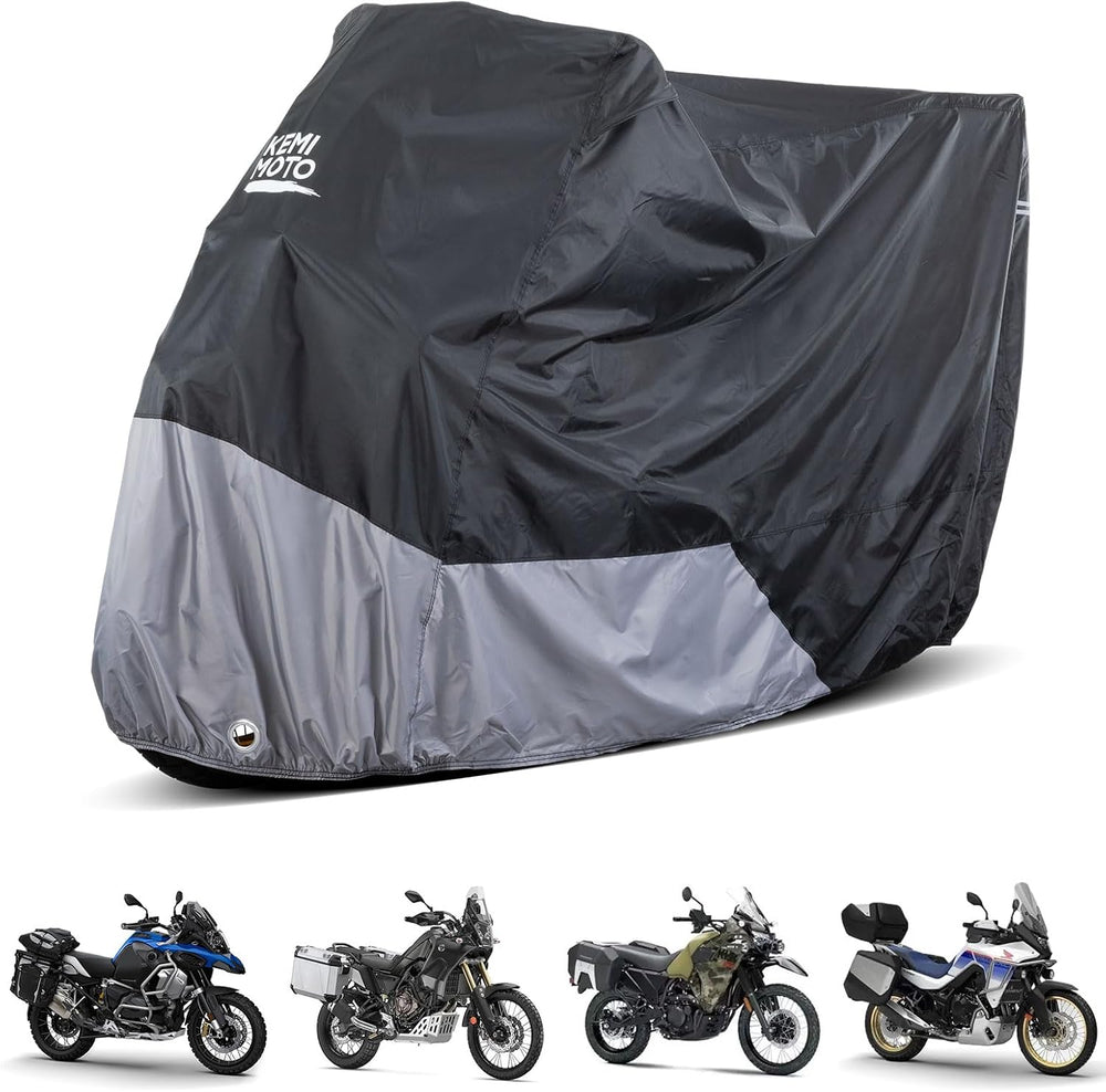KEMIMOTO 420D Heavy Duty Waterproof Motorcycle Cover Side Top Box Fit Adventu...