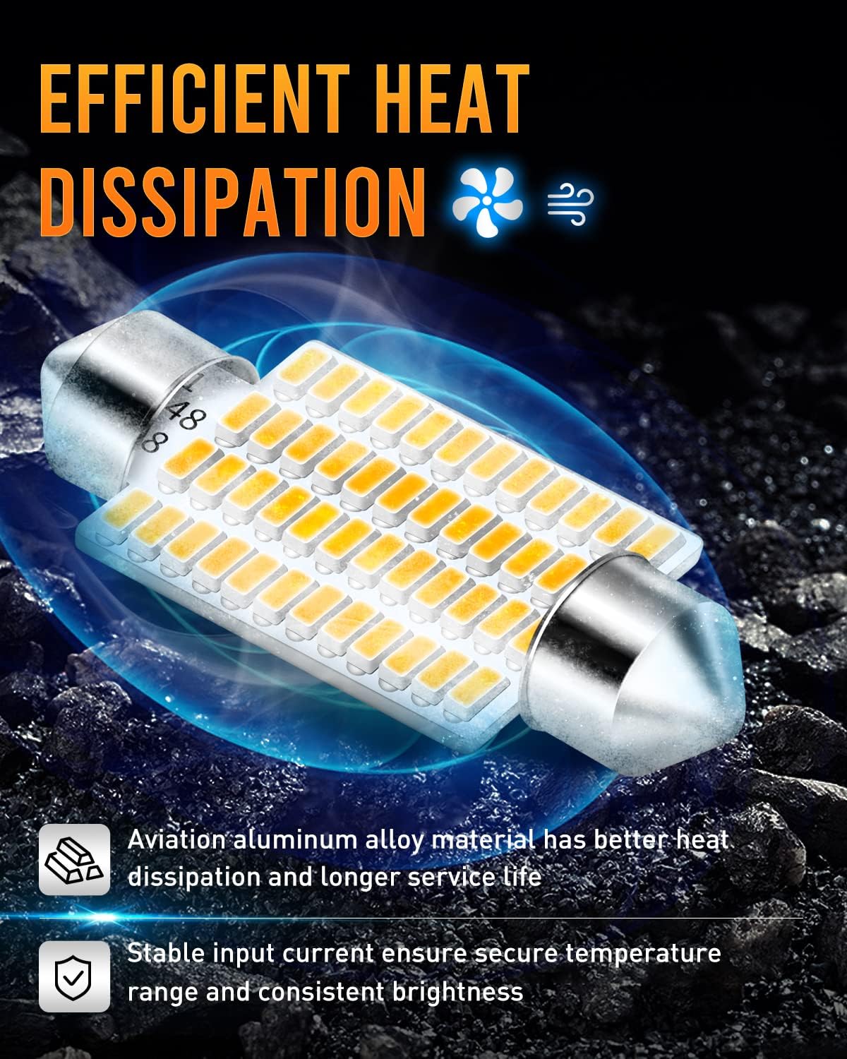 569 578 LED Dome Light Bulbs Warm White Non-Polarity Error Free Super Bright 3014 48-EX Chipsets 41mm 1.61" 211-2 212-2 LED Bulbs Used for Interior Dome Light Pack of 2