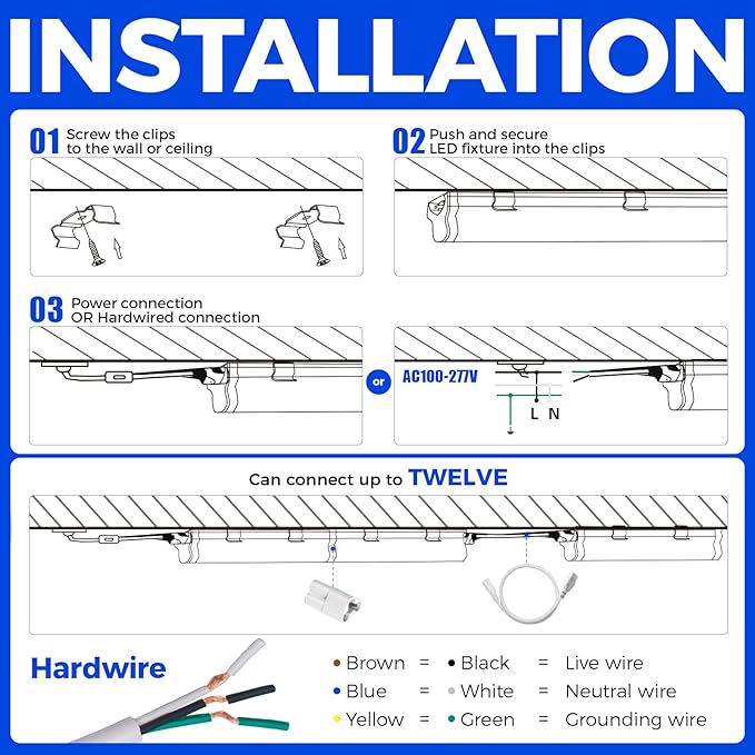 Barrina T5 LED Shop Light 2FT, Utility Shop Lights, Ceiling and Under Cabinet...