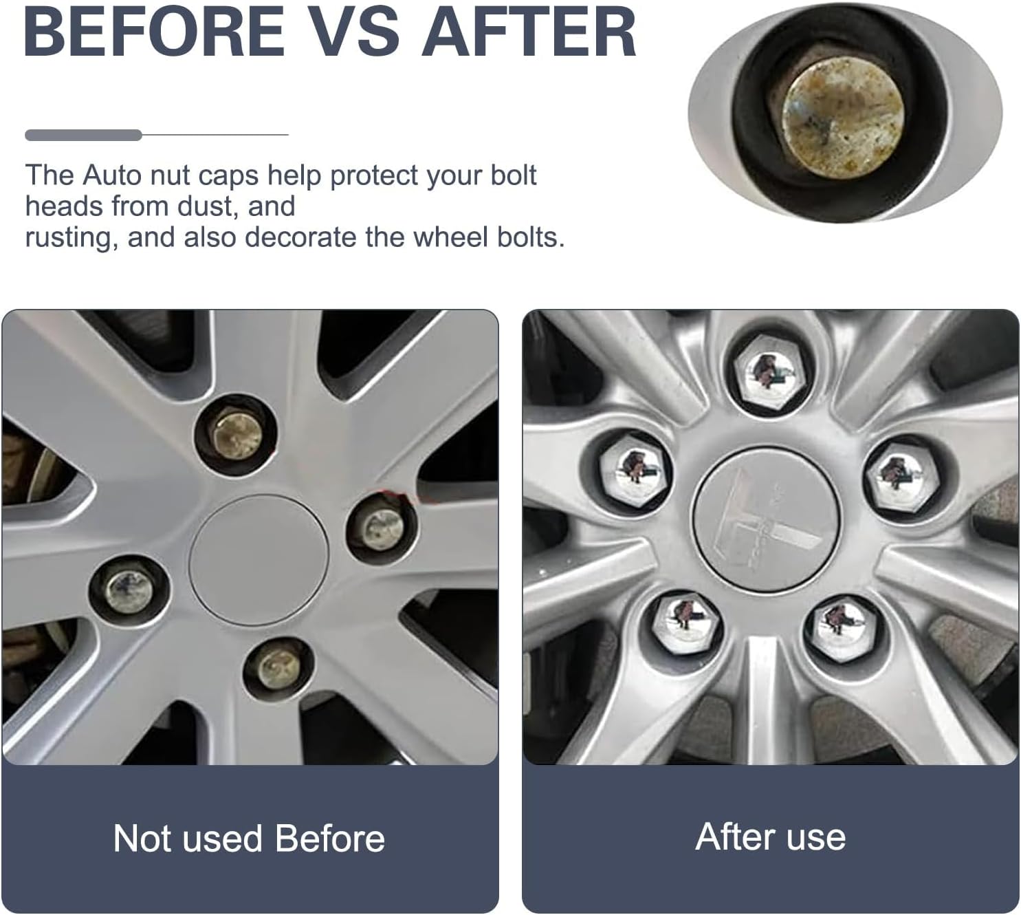 20pcs Silver Wheel Lug Nut Covers for Volvo S90 xc90 v90cc 2017 2018 2019+, Tire Hub Screw Protector Caps Anti Rust Auto Exterior Trim Accessories ABS Plastic,Silver 19mm