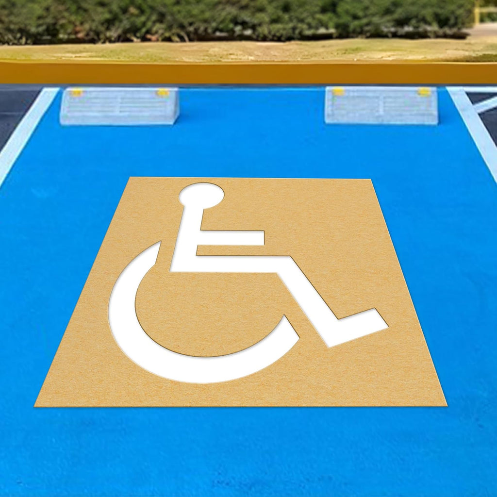 Handicap Parking Stencil, 35.5" x 33" Foldable Cardboard Parking Lot Stencils