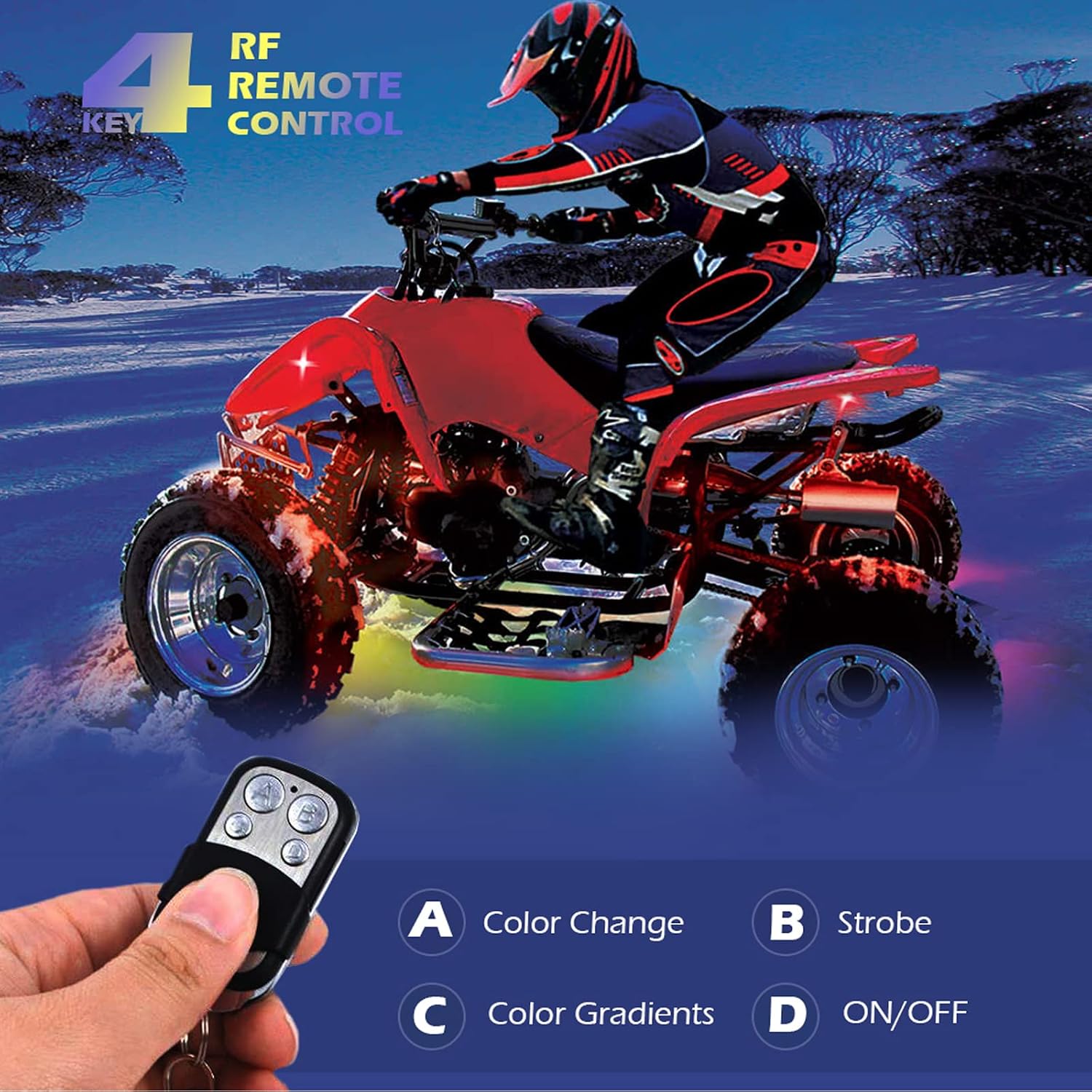 SHINIGHT 8 Pcs Motorcycle LED Light Kits, App Control Multicolor Waterproof Motorcycle LED Strip Lights with RF Remote, Music Sync & Multiple Scene Modes RGB LED Lights for Motorcycles