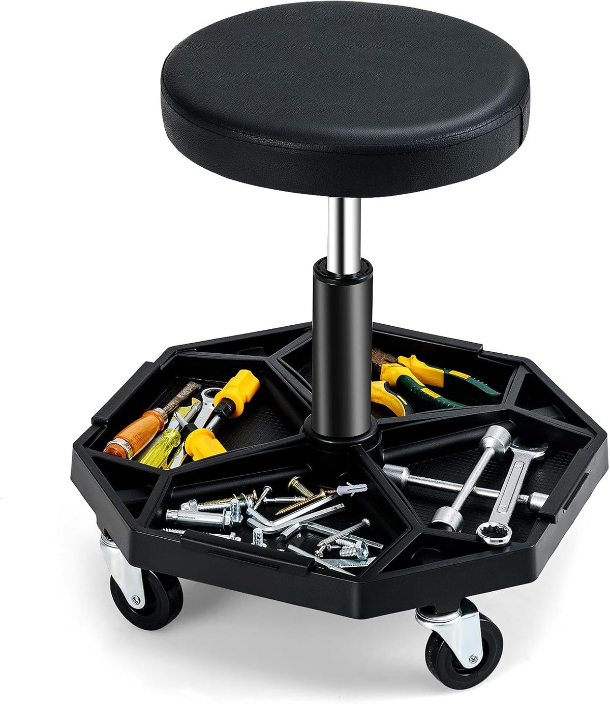 Adjustable Mechanic Rolling Stool, Pneumatic Rolling Stool