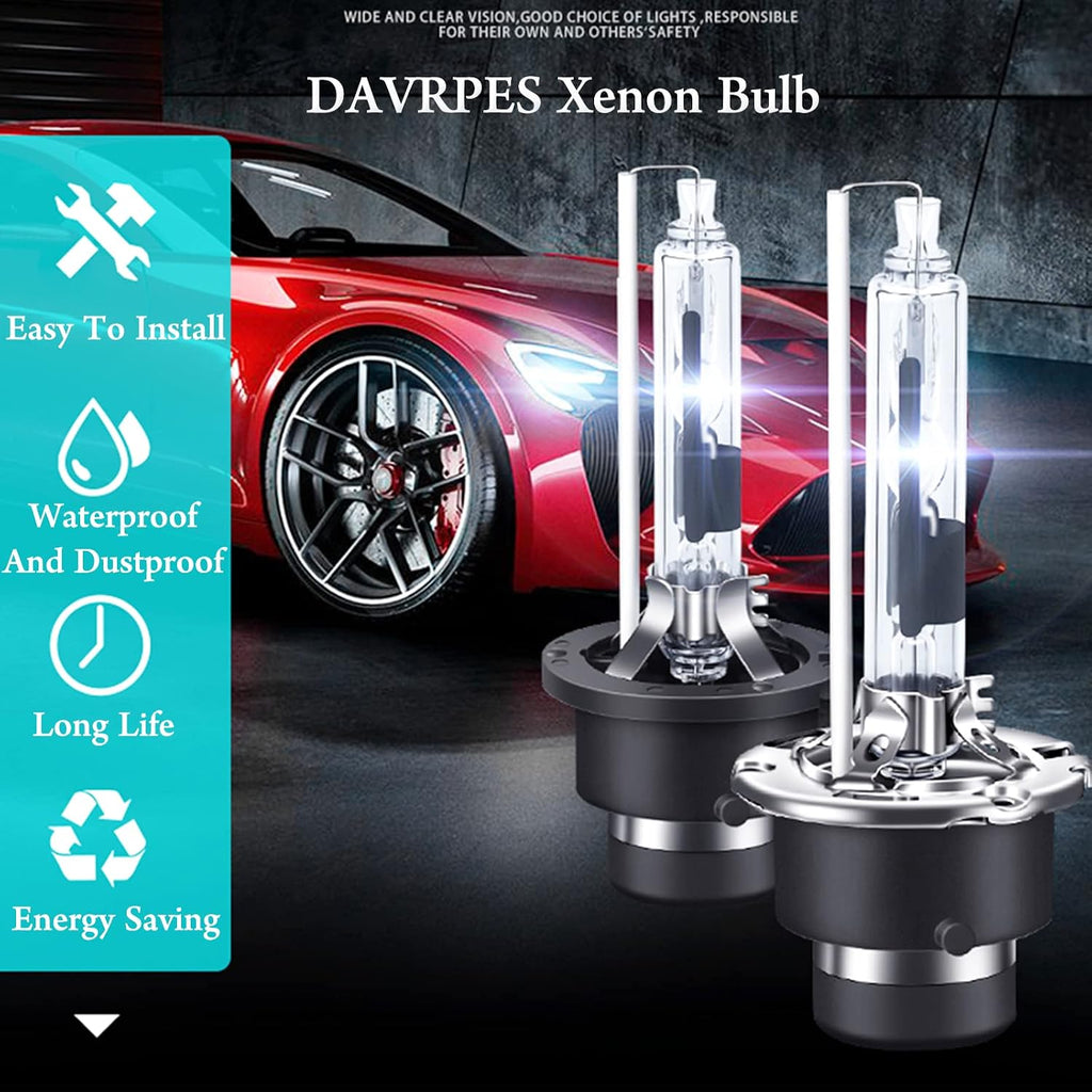 D2R 35W 6000K Cold White Xenon HID Headlight Bulbs Replacement for Low Beam High Beam 85126UB 66250 85126WX Waterproof Headlight Bulb -Pack of 2PCS