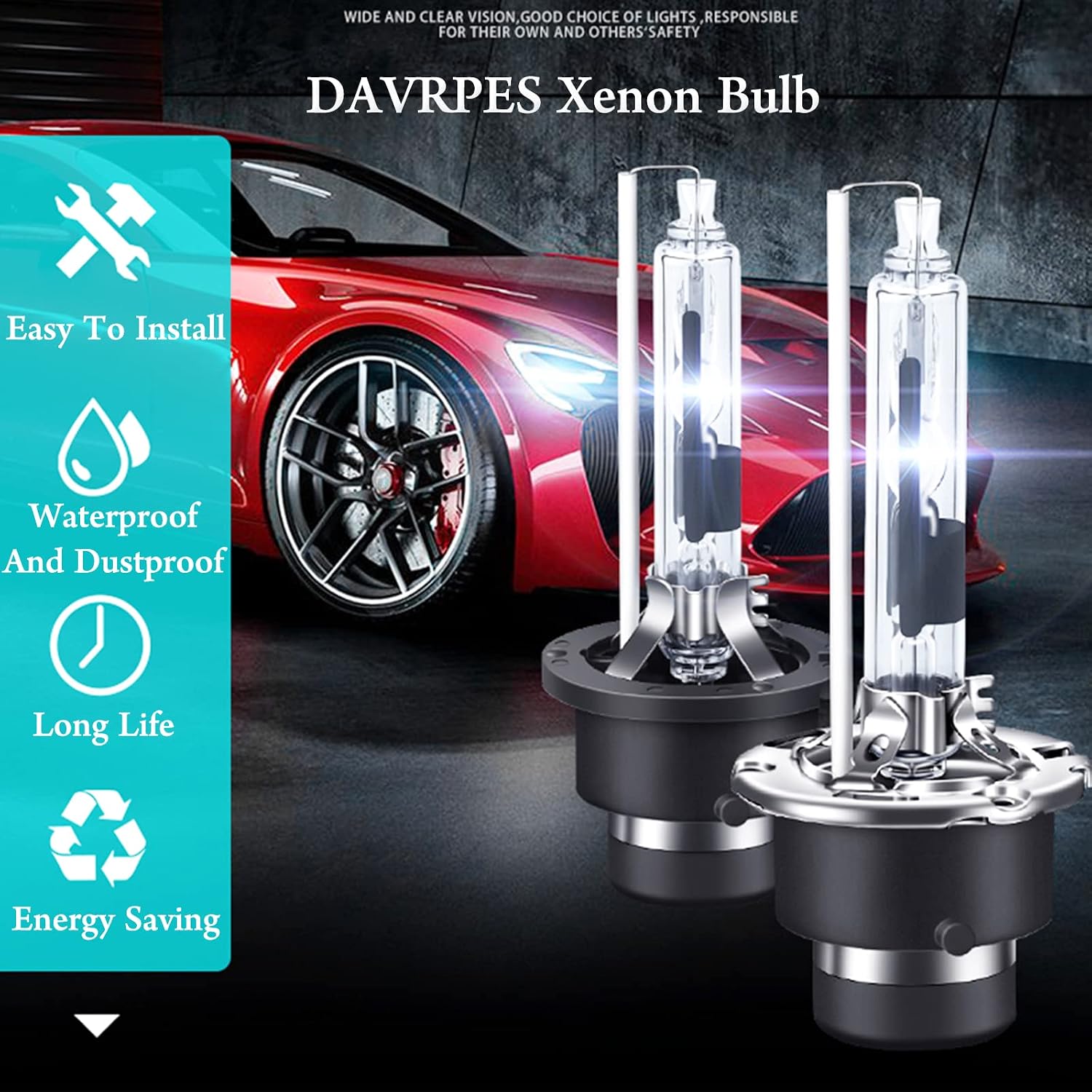 D2R 35W 6000K Cold White Xenon HID Headlight Bulbs Replacement for Low Beam High Beam 85126UB 66250 85126WX Waterproof Headlight Bulb -Pack of 2PCS