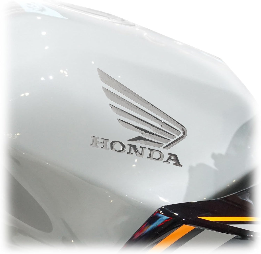 labelbike - 3D Stickers Motorcycle Logo Emblems Wings Compatible with Honda - Chrome Color