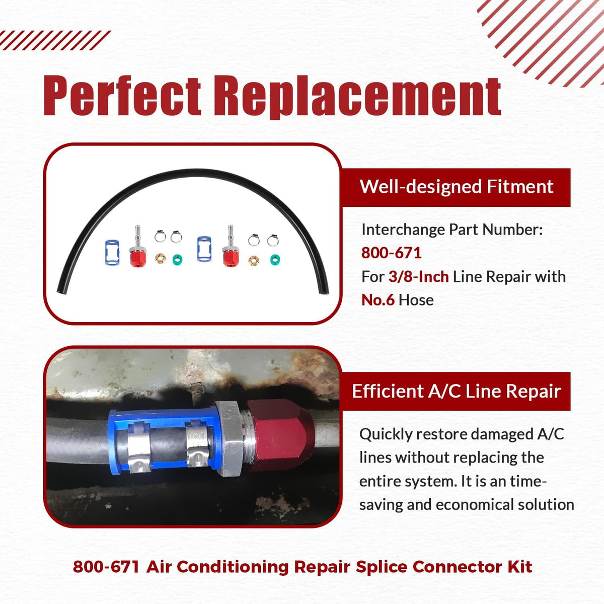 800-671 a/c line splice kit for 3/8" line, close-up detail