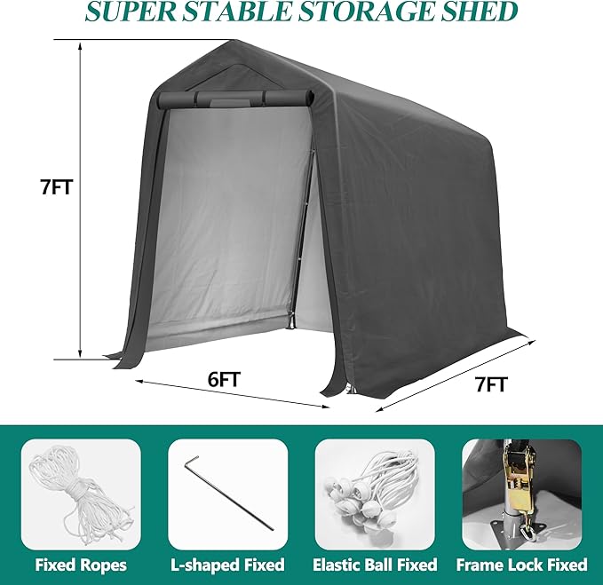 6' x 7' Outdoor Storage Shelter Shed- Heavy Duty Storage Tent - Image 2