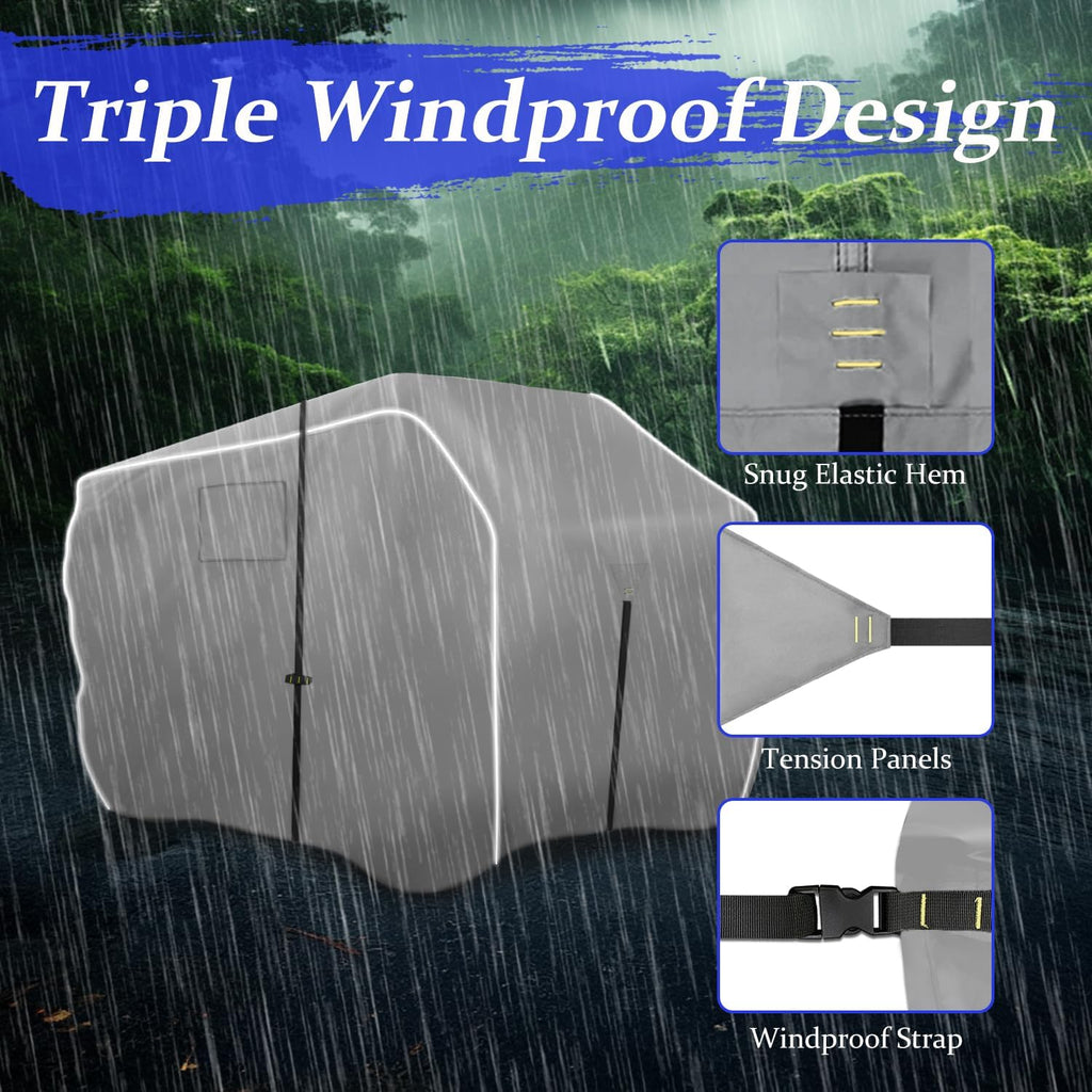 ATV Covers Waterproof Outdoor Heavy Duty, ATV Cover 600D UV Resistant Tear Proof with Windproof Straps Elastic Hem, Universal Quad Cover with Reflective Strips Bag, 95" L * 50" W * 48" H, Gray