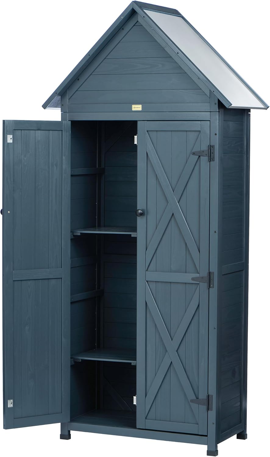 outdoor storage shed with floor & adjustable shelves, main product view