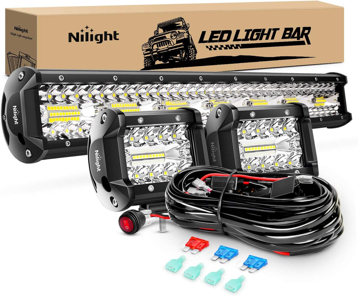 nilight 20inch 420w triple row spot flood combo, main product view