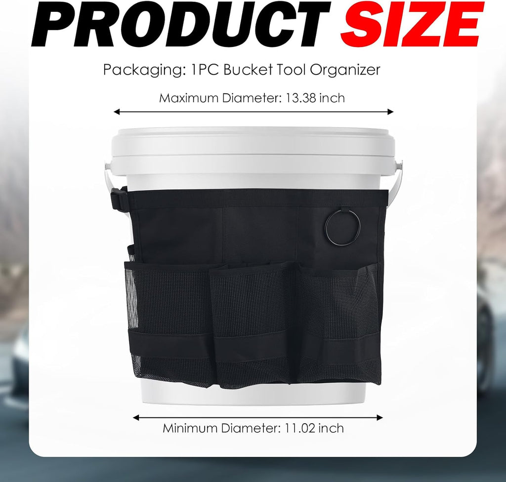 5 Gallon Bucket Tool Organizer,Car Wash Bucket Organizer | Multi-Purpose with 6 Mesh Pockets for Tool Storage,Universal 5 Gallon Buckets Tools Bag for Car Detailing & Care