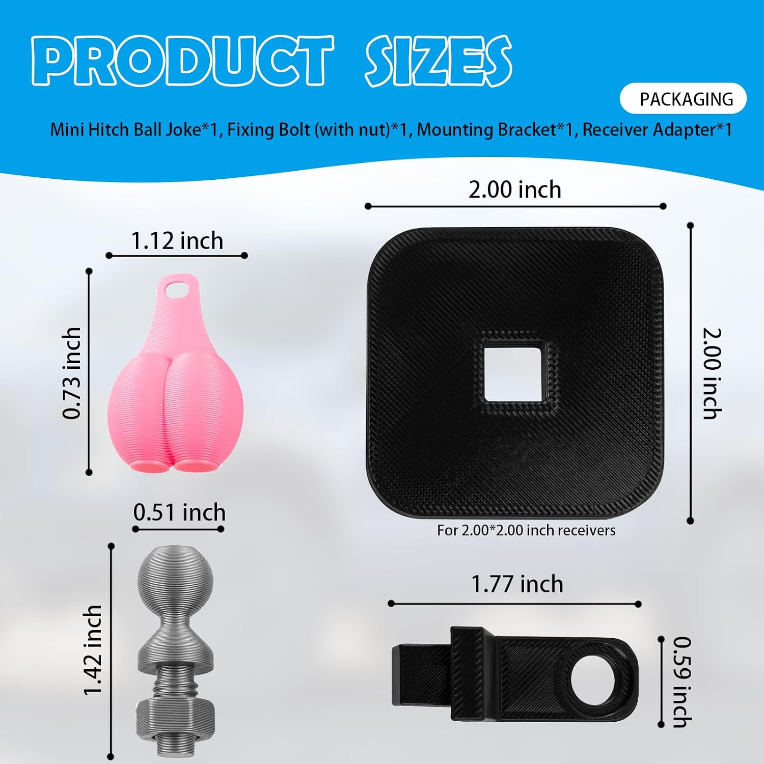 Funny Mini Trailer Hitch Ball Cover,Creative Novelty Humorous Mini Hitch Ball Joke with Fastening Nuts,Portable Tiny Trailer Hitches Fit 2 Inch Receiver Trailers Accessories