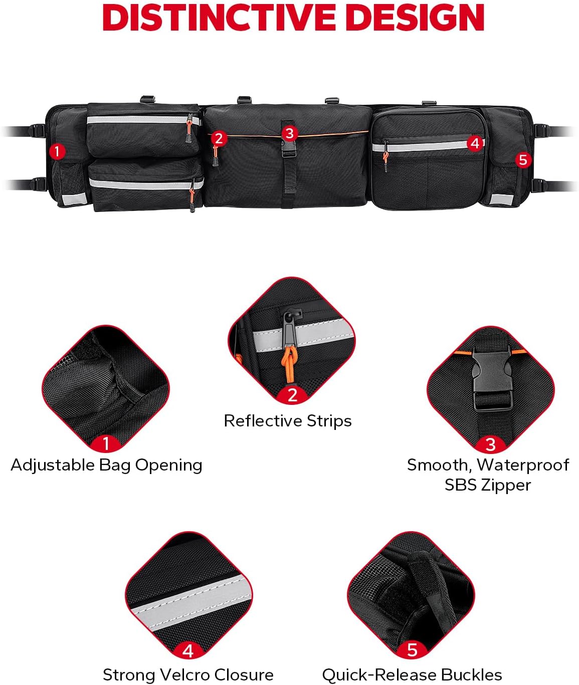 Amazicha UTV Roll Cage Organizer, Upgrade Cargo Rear Storage Bag