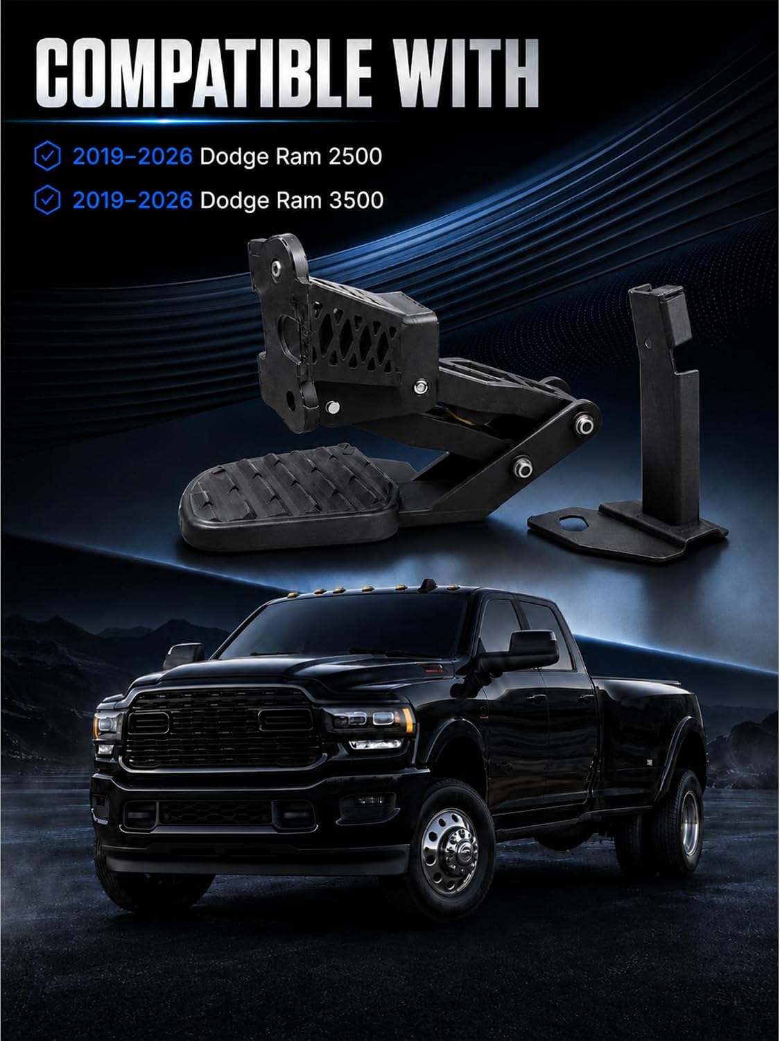 Rear Bed Step Truck Retractable Tailgate Bumper Step Fit for Dodge Ram 2500 3500 2019 2020 2021 2022 2023 2024 2025 2026 Replaces 82215842AG 82215842AH 82215842AD 82215842AE 82215842AF