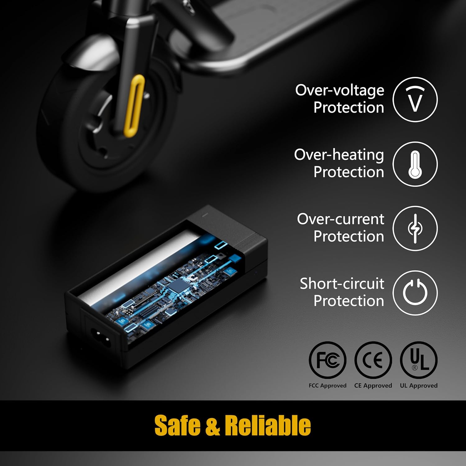 Carsty Hoverboard Charger 29.4V for Electric Scooter & Wheelchair | UL Certified Universal 3-in-1 fast charger for 29.4V devices. Compatible with hoverboards, scooters, wheelchairs.
