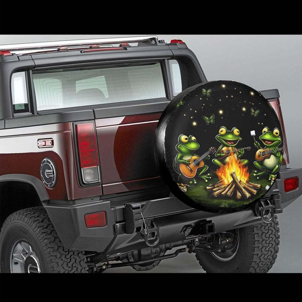 Campfire Frogs Universal Spare Tire Cover,15 inch,Waterproof Polyester Wheel Protector Funny Tire Covers for Rv Suvs Trucks Travel Trailers Outdoor,Fade Resistant,Easy Install
