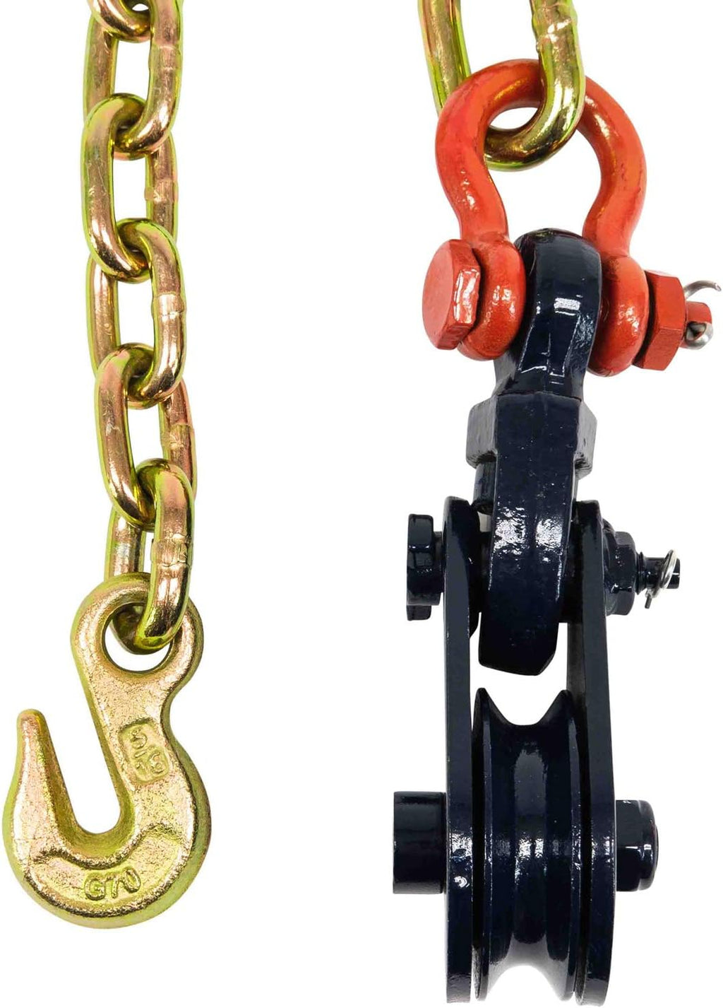 Mytee Products 2 Ton Snatch Block with Chain Flatbed Tow Truck Rollback Wrecker Car Carrier Cable