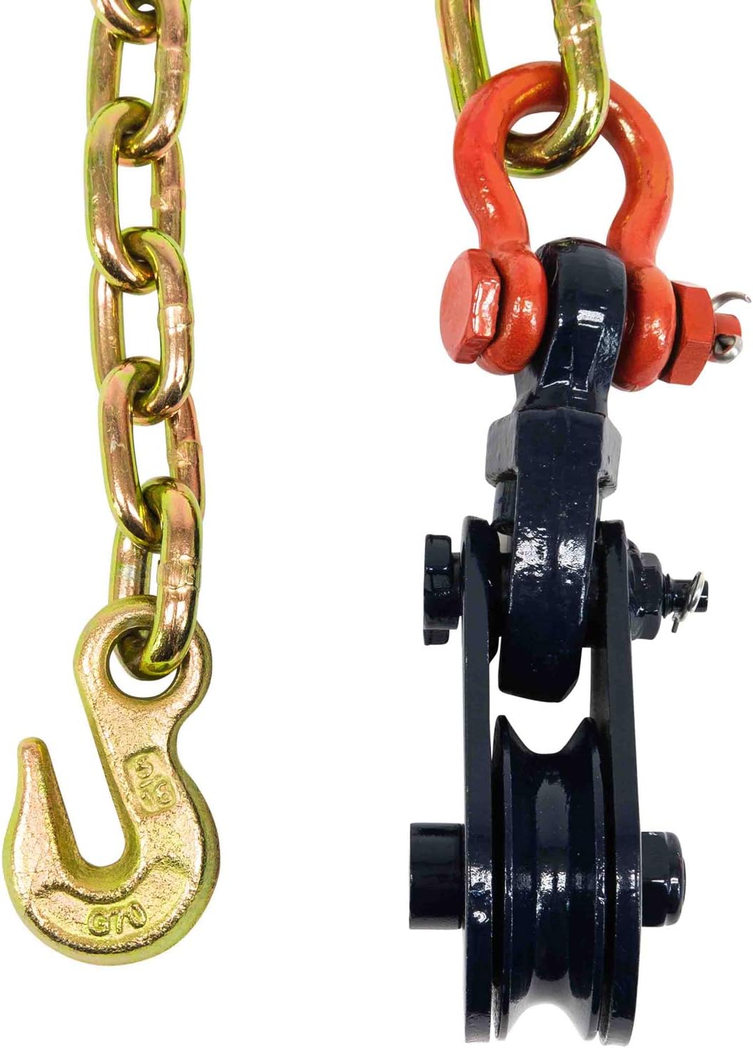 Mytee Products 2 Ton Snatch Block with Chain Flatbed Tow Truck Rollback Wrecker Car Carrier Cable
