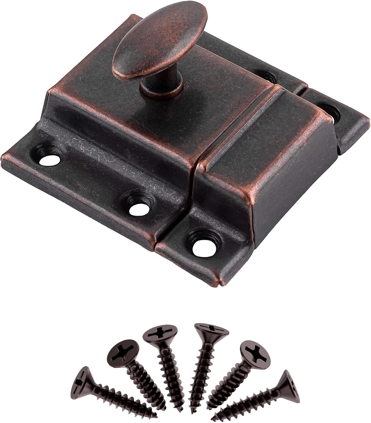 small stamped antique copper cabinet door latch, main product view