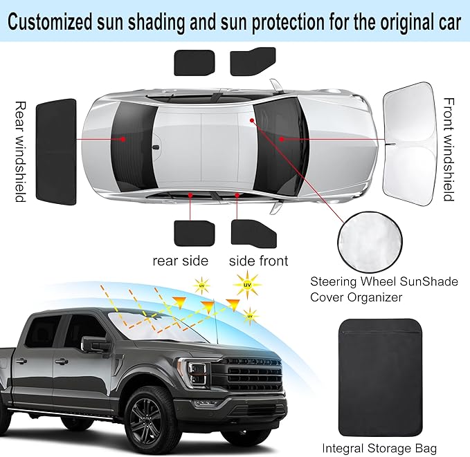 TINGLU Window Shades for Ford F150 4Door 2021-2024 2025 Accessories Car Side - Image 3