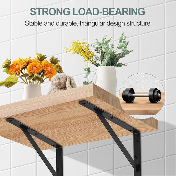 6 Pack L16 x H 10" Black Heavy Duty Shelf Brackets - Image 4