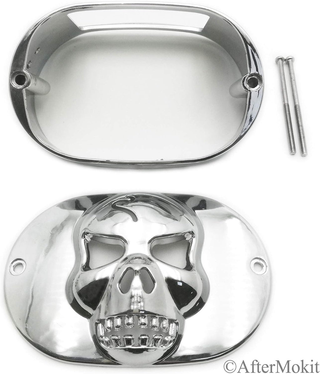 Tail Lamp Collar with Skull Cover for Harley Davidson Fat Boy 1990 and Up Road King 1994-2008 Road Glide Street Glide 2006-2009 Electra Glide 2009 and Up Ultra Limited 2010 and Up Chrome