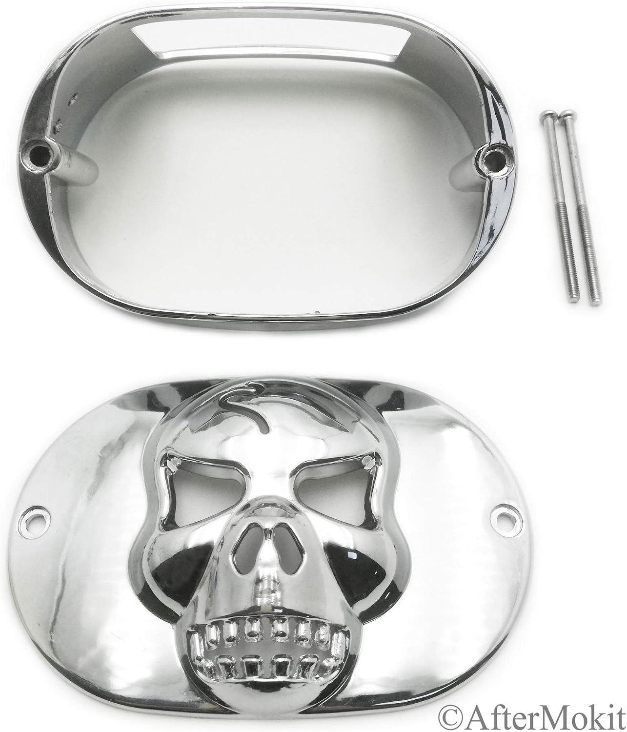 Tail Lamp Collar with Skull Cover for Harley Davidson Fat Boy 1990 and Up Road King 1994-2008 Road Glide Street Glide 2006-2009 Electra Glide 2009 and Up Ultra Limited 2010 and Up Chrome