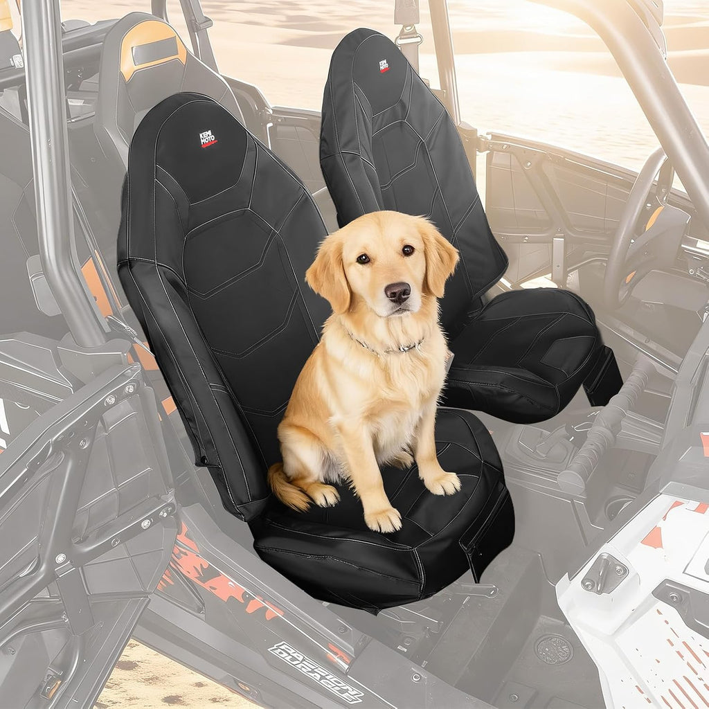KEMIMOTO RZR Seat Covers Compatible with 2014-2023 Polaris RZR XP 1000 | XP Turbo, RS1 2 and 4 Seater Neoprene 1680D with Zipper Pocket Water-Resistant Scratch Resistant Grey 2 Pack