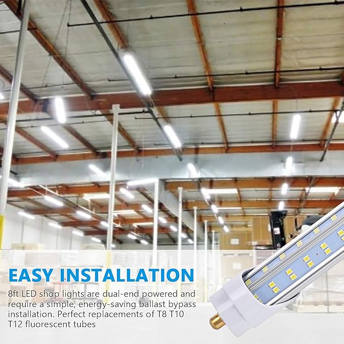 T8 T10 T12 8FT LED Light Bulbs, Single Pin Fa8 Base, 8 Foot LED Fluorescent - Image 5