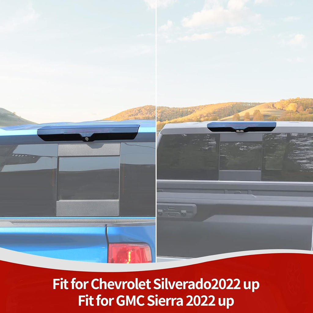 for Silverado High Mount 3rd Brake Light Trim Cover Smoked for Chevrolet Silverado2022 Up for GMC Sierra 2022 Up Black Exterior Accessories 3pcs
