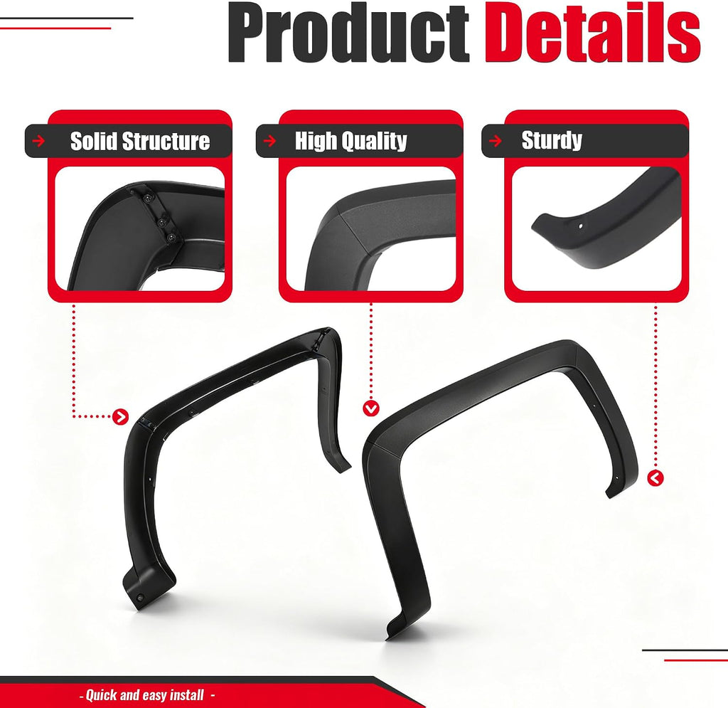 Fender Flare Compatible with 2014-2018 Chevrolet Silverado 1500 2500 HD 3500 HD Not for dually models