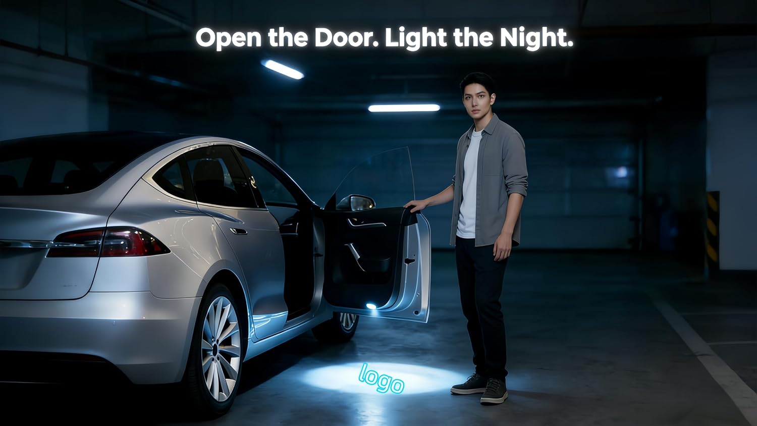 Compatible with Tesla Model 3 (2017–2025, Highland) and Model Y (2020–2026, Juniper), Door Logo Projector Puddle Lights, Glass Lens, Plug-and-Play, 2-Pack