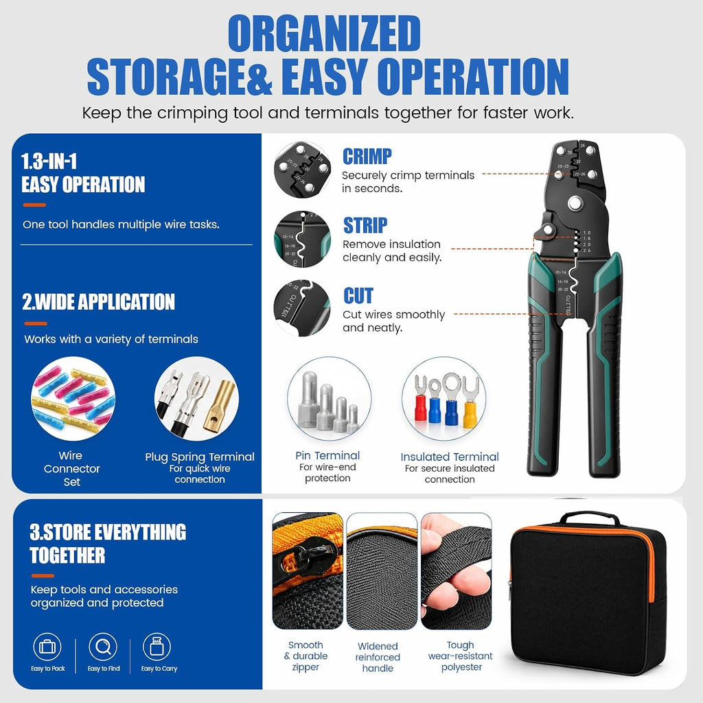 heat shrink butt connectors kit 300 pcs, waterproof showing dimensions