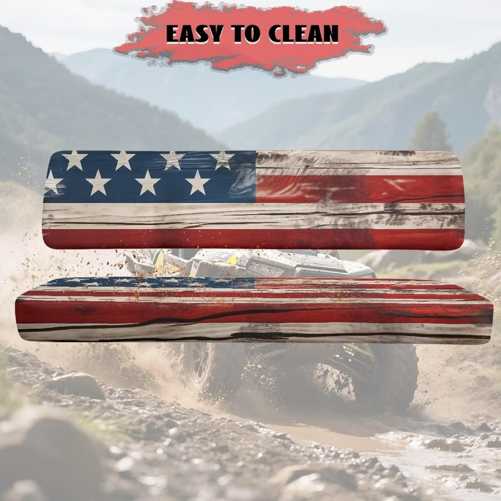 American Flag UTV Bench Seat Covers Heavy Duty Polyester Easy Clean UTV Seat Cover Set for Kawasaki Mule 3010 3020 4010 4x4 FE 2021-2025, for 2 Passengers