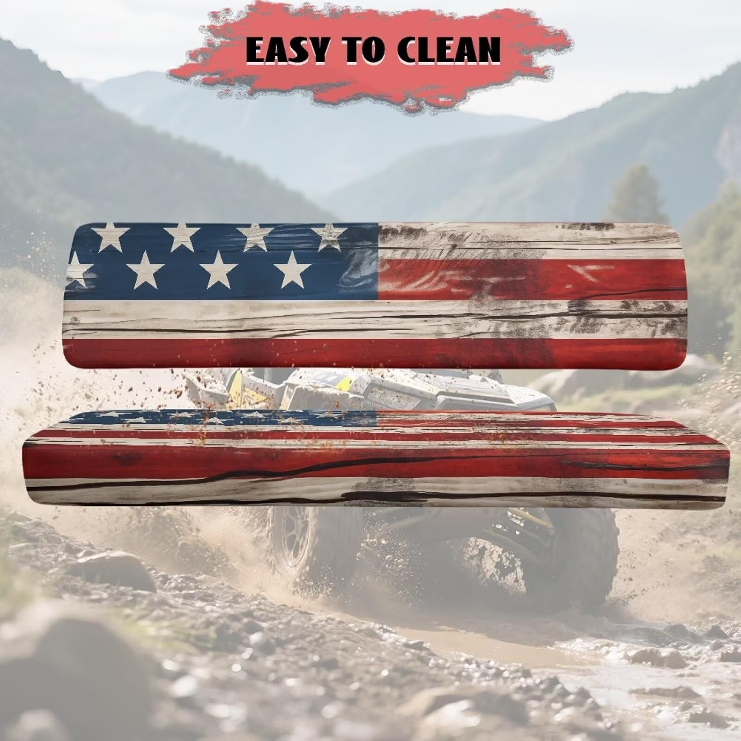 American Flag UTV Bench Seat Covers Heavy Duty Polyester Easy Clean UTV Seat Cover Set for Kawasaki Mule 3010 3020 4010 4x4 FE 2021-2025, for 2 Passengers