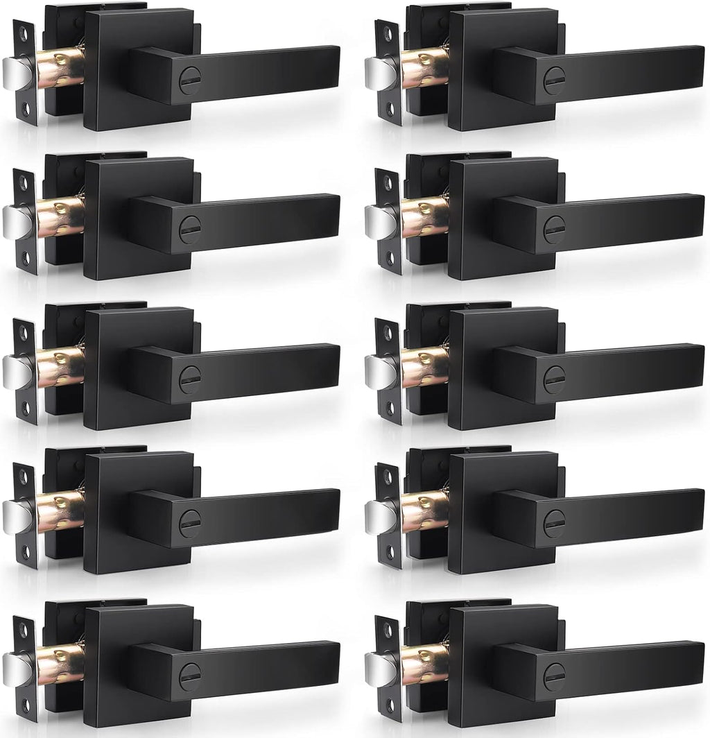 probrico matte black interior door handles, privacy square, main product view