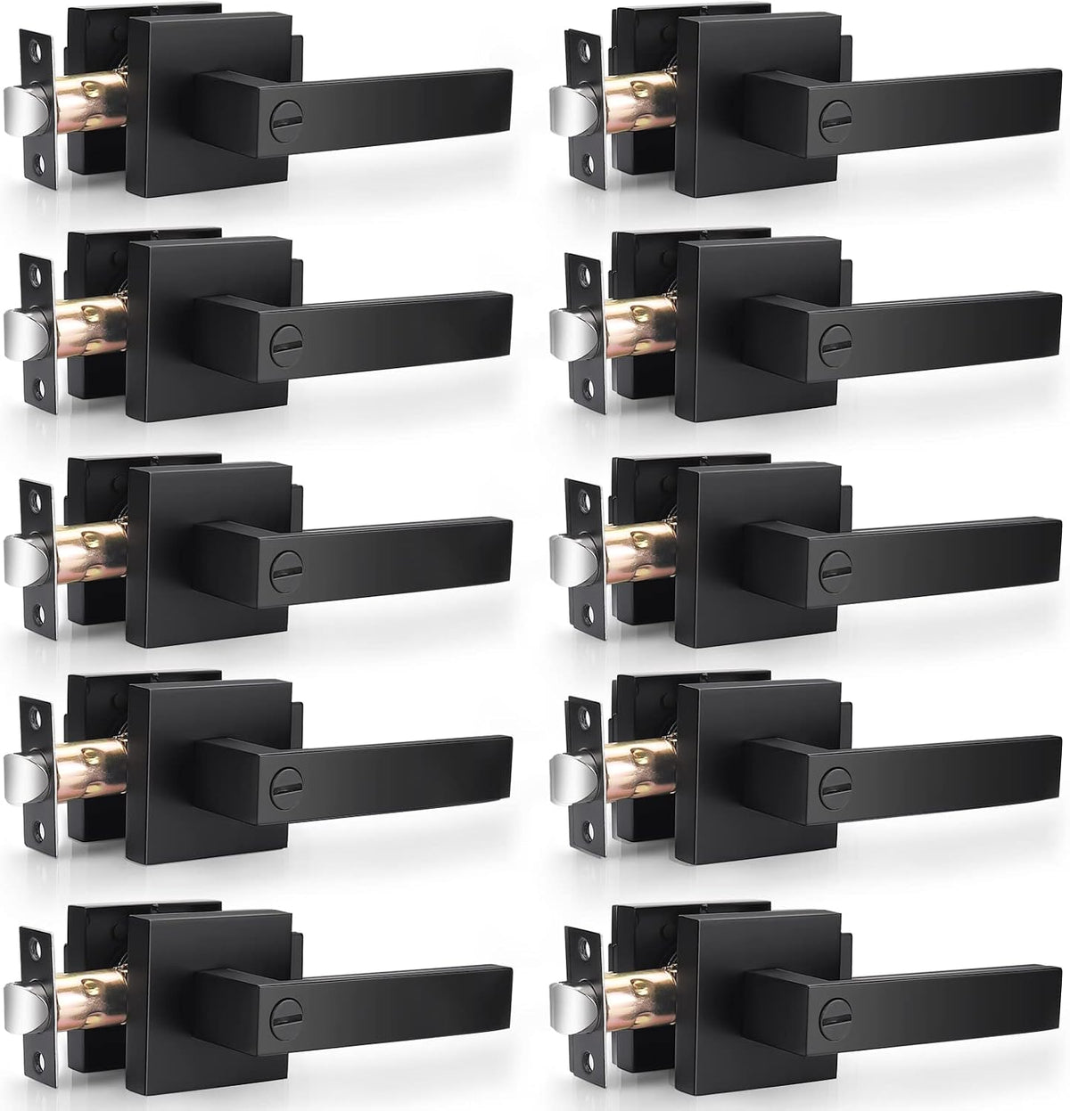 probrico matte black interior door handles, privacy square, main product view