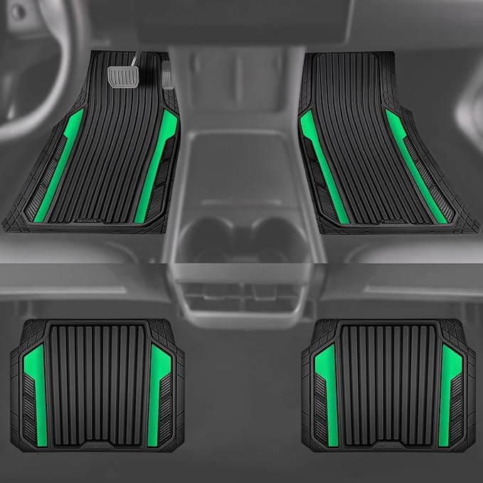CAR PASS Heavy Duty Rubber Car Mats Metallic, Aluminum Film All Weather Floor - Image 5