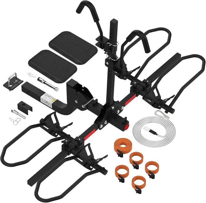 PAULINN Ebike Rack for Tow Hitch, Heavy Duty 2 Bike Folding Bicycle Car SUV