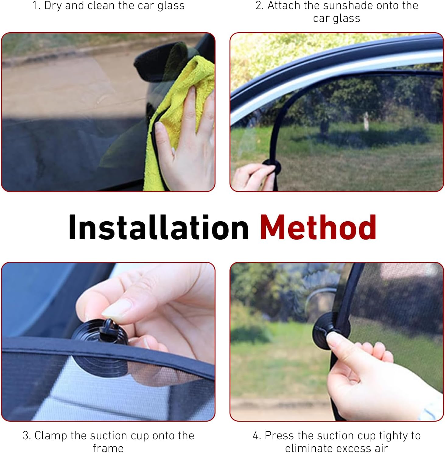 WZP 2PCS Universal Car Window Shade, Side Window Auto Sun Shades with Suction Cup, Blocks Over 98% of Harmful UV Rays, Sun Glare and UV Rays Protection for Baby, Kids, and Pets