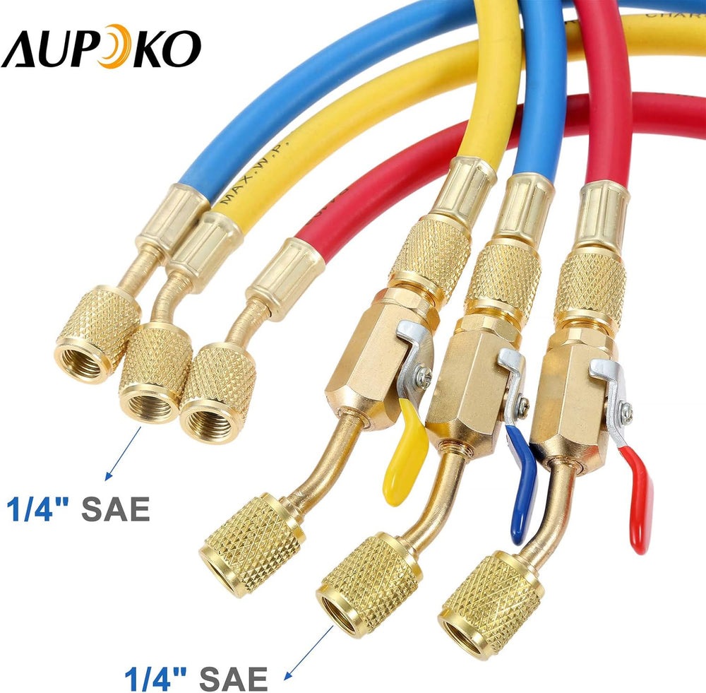 AC Refrigerant Charging Hose with Ball Valve R410A R134A R12 R22 R502 R404