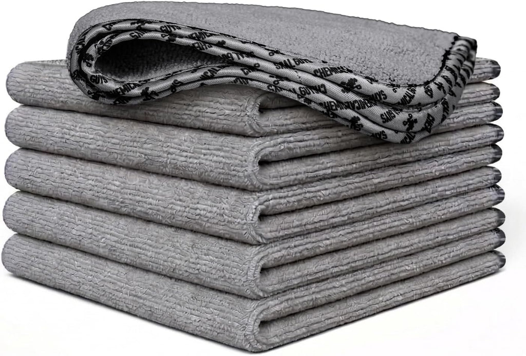 Chemical Guys AllSwipe Multi-Purpose Microfiber Towels for Cars Microfiber Cleaning Cloth Gray Drying Towels Car Detailing for Wash Interior and Glass, 14 x 12 Inch - 6 Pack
