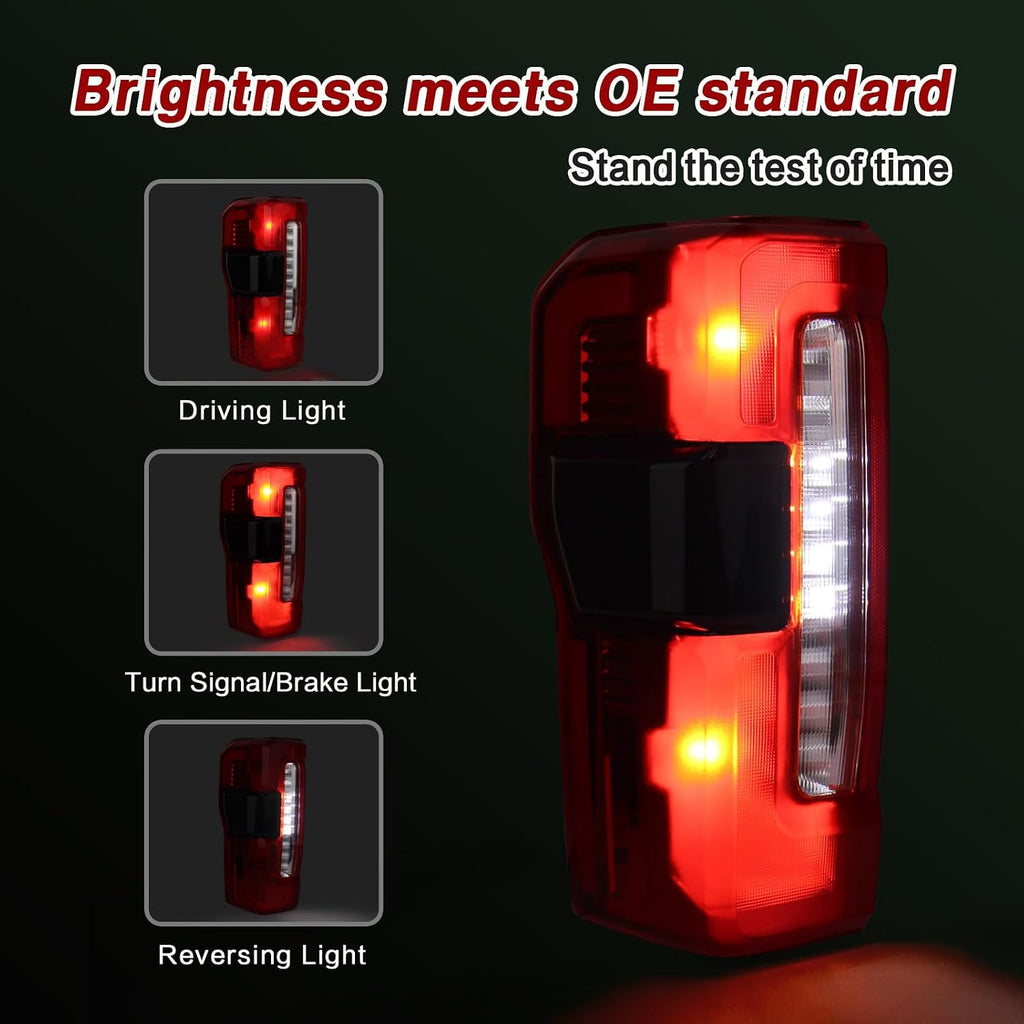 Tail lights Fit for 2023-2025 Ford F250 F350 Super Duty | w/Blind Spot Halogen Rear Light Taillight Rear Brake Lamp Assembly OE:PC3Z13405B FO2800294(W/Blind Spot, Left Driver Side)