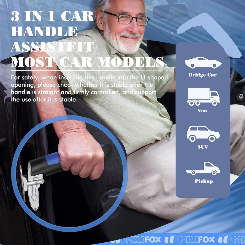 Car Door Handle for Elderly Car Handle Assist Support, 3 in 1 Portable Auto Grab Handles for Handicap Seniors